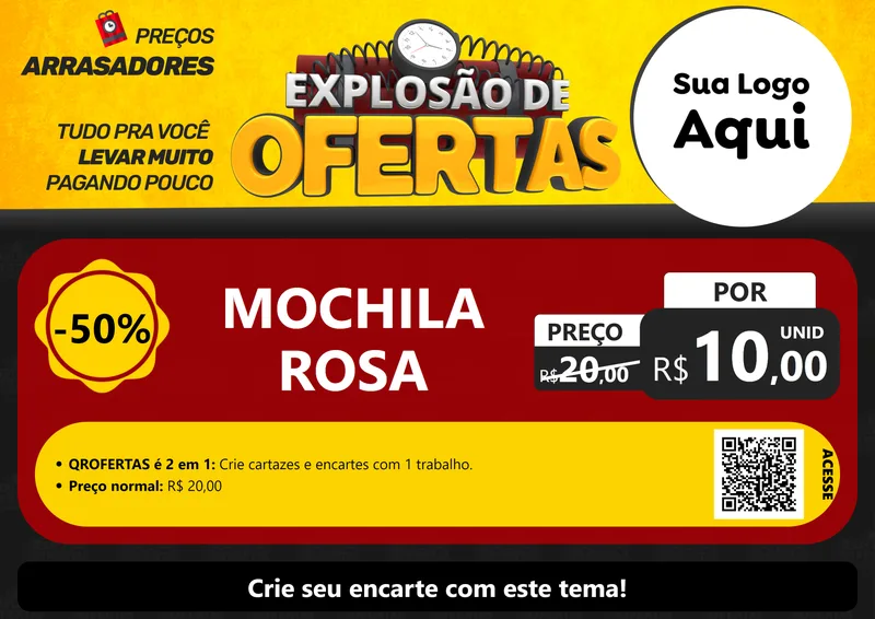 Modelo de Cartaz para Cartaz A4 Horizontal com o tema Explosão de Ofertas para Papelaria