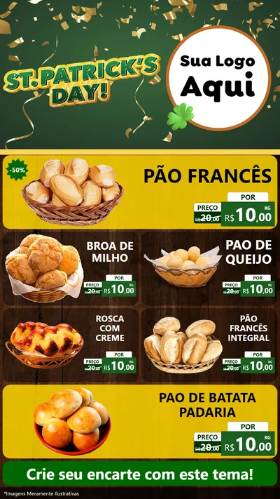 Modelo de TV para TV Vertical com o tema St Patriks Day para Padaria