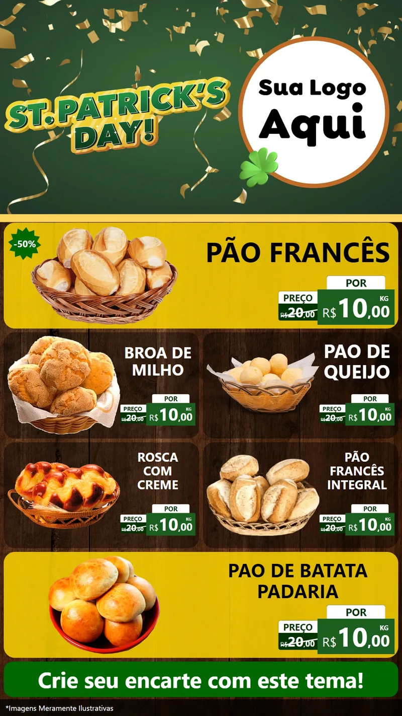 Modelo de TV para TV Vertical com o tema St Patriks Day para Padaria