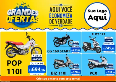 Modelo de Encarte para Encarte A4 Horizontal com o tema Grandes Ofertas para Concessionaria de Motos