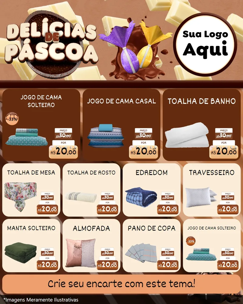 Modelo de Rede Social para Feed Instagram com o tema Delícias de Páscoa para Cama, Mesa e Banho