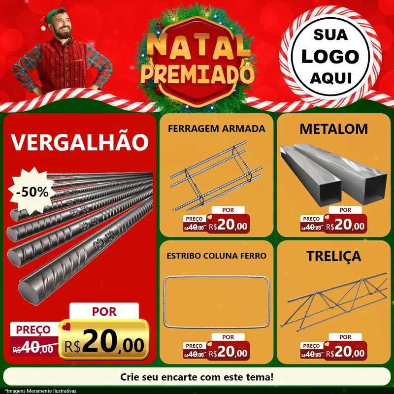 Modelo de Rede Social para Feed Facebook com o tema Natal Premiado para Ferragens