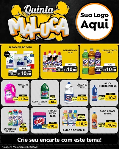 Modelo de Rede Social para Feed Instagram com o tema Quinta Maluca para Produtos de Limpeza