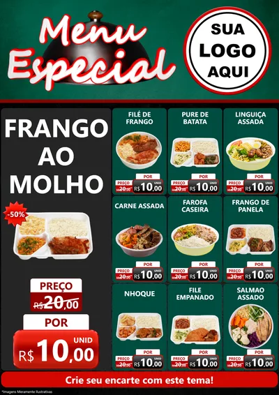 Modelo de Encarte para Encarte A4 Vertical com o tema Menu Especial para Restaurante