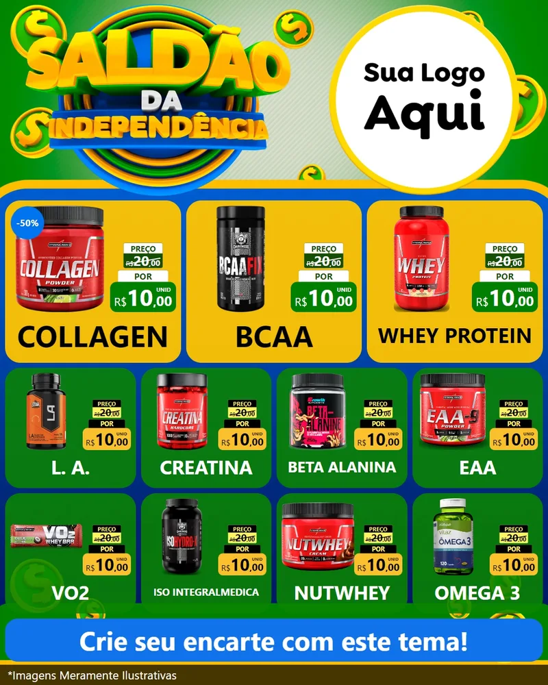Modelo de Rede Social para Feed Instagram com o tema Saldão da Indepêndencia para Suplementos alimentares