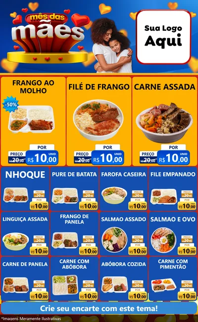 Modelo de Encarte para Encarte Grande com o tema Mês das Mães para Restaurante