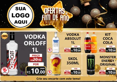 Modelo de Encarte para Encarte A4 Horizontal com o tema Ofertas de Fim de Ano para Distribuidora de bebidas