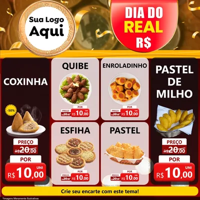 Modelo de Rede Social para Feed Facebook com o tema Dia do Real para Salgadaria