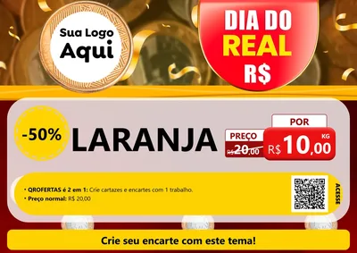 Modelo de Cartaz para Cartaz A4 Horizontal com o tema Dia do Real para Hortifrúti
