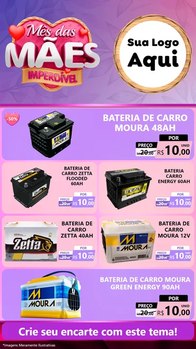 Modelo de TV para TV Vertical com o tema Mês das Mães Imperdível para Baterias Elétricas