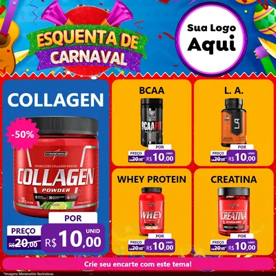Modelo de Rede Social para Feed Facebook com o tema Esquenta de Carnaval para Suplementos alimentares