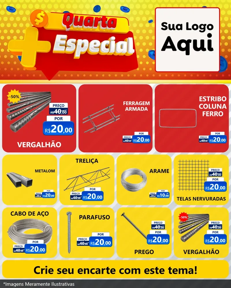 Modelo de Rede Social para Feed Instagram com o tema Quarta Mais Especial para Ferragens