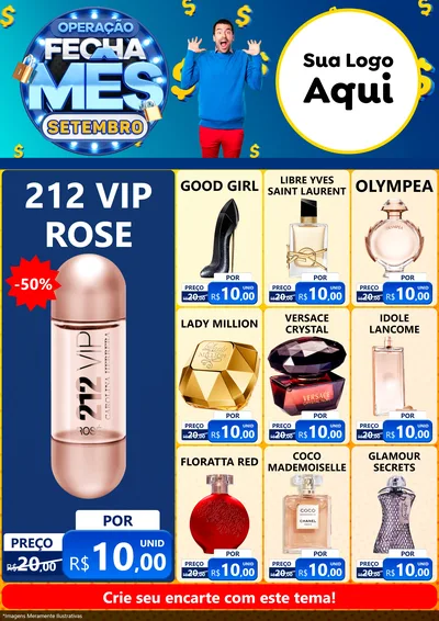 Modelo de Encarte para Encarte A4 Vertical com o tema Operação Fecha Mês Setembro para Perfumes