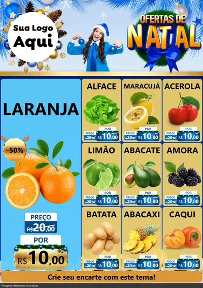 Modelo de Encarte para Encarte A4 Vertical com o tema Ofertas de Natal para Hortifrúti