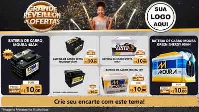 Modelo de TV para TV Horizontal com o tema Grande Réveillon de Ofertas para Baterias Elétricas
