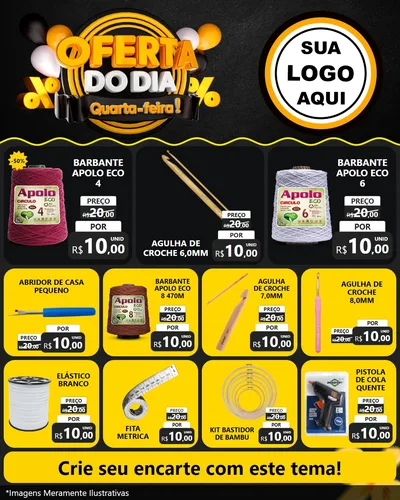 Modelo de Rede Social para Feed Instagram com o tema Oferta do Dia - Quarta Feira! para Armarinho e Aviamentos
