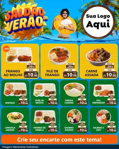 Modelo de Rede Social para Feed Instagram com o tema Saldão de Verão para Restaurante