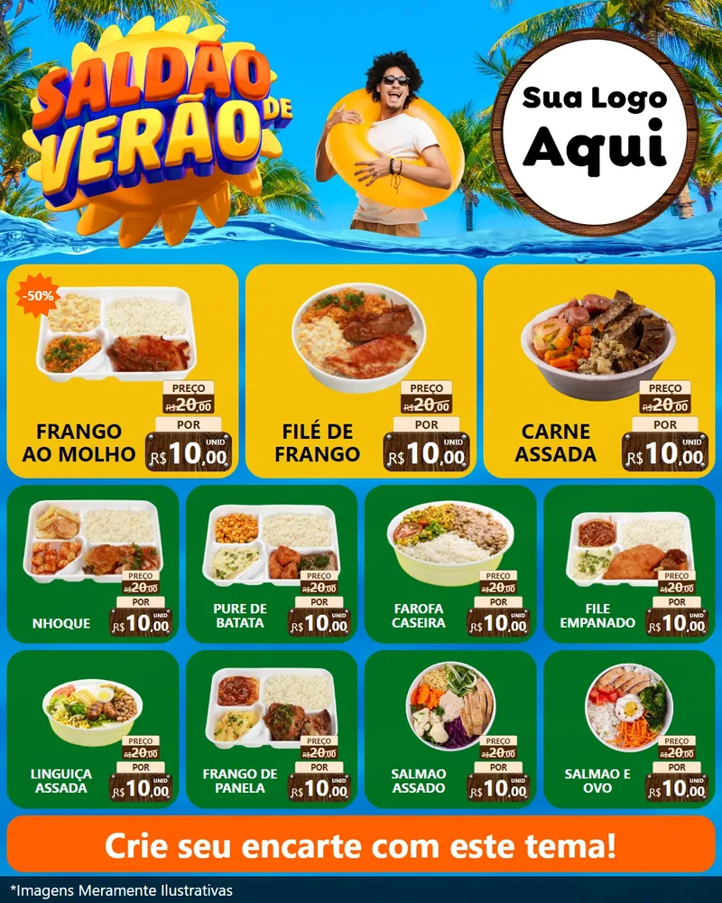 Modelo de Rede Social para Feed Instagram com o tema Saldão de Verão para Restaurante