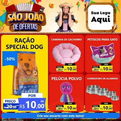 Modelo de Rede Social para Feed Facebook com o tema São João de Ofertas para Pet Shop