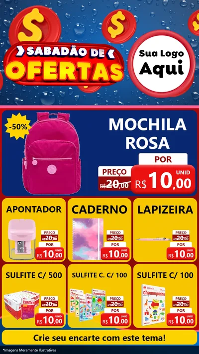 Modelo de Rede Social para Stories com o tema Sabadão de Ofertas para Papelaria