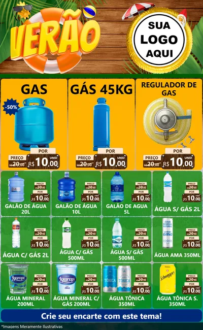 Modelo de Encarte para Encarte Grande com o tema Verão para Água e gás