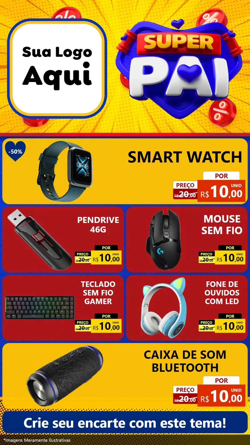Modelo de TV para TV Vertical com o tema Super Pai para Informática