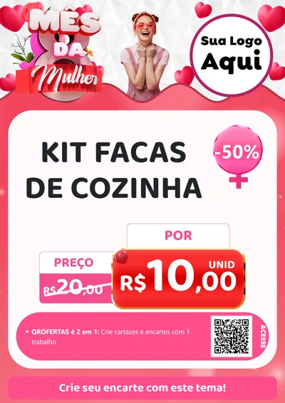 Modelo de Cartaz para Cartaz A4 Vertical com o tema Mês da Mulher para Utilidades Domésticas