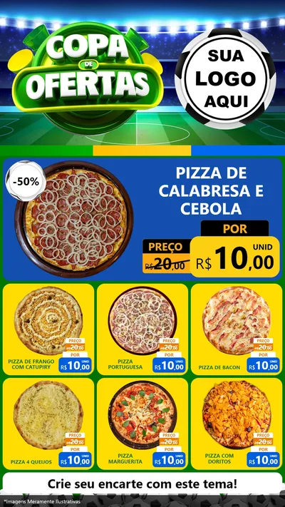 Modelo de Rede Social para Stories com o tema Copa de Ofertas para Pizzaria