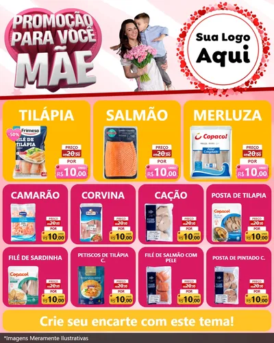 Modelo de Rede Social para Feed Instagram com o tema Promoção Para Você Mãe para Peixaria
