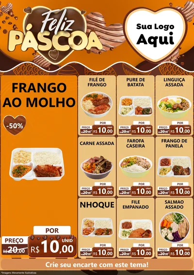 Modelo de Encarte para Encarte A4 Vertical com o tema Feliz Páscoa para Restaurante
