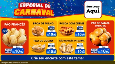 Modelo de TV para TV Horizontal com o tema Especial de Carnaval para Padaria
