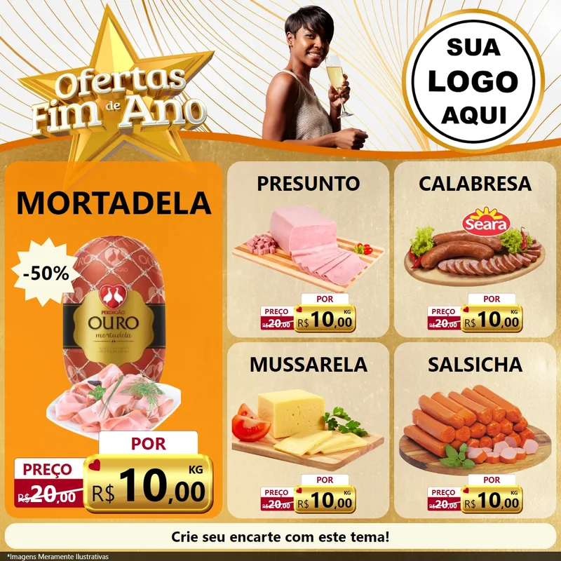 Modelo de Rede Social para Feed Facebook com o tema Ofertas Fim de Ano para Frios e Laticínios