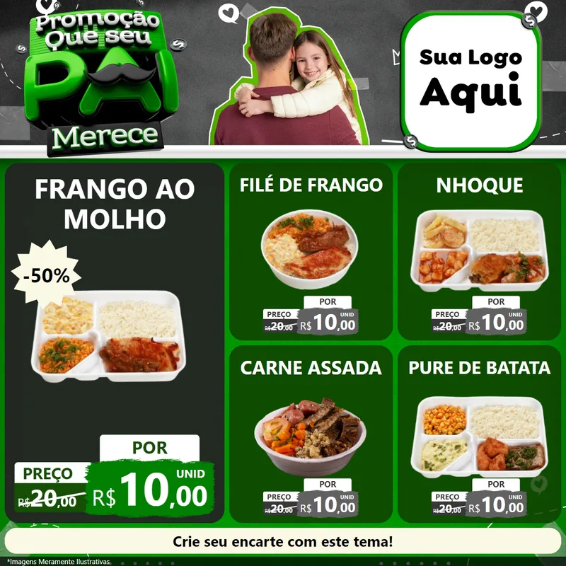Modelo de Rede Social para Feed Facebook com o tema Promoção Que seu Pai Merece para Restaurante