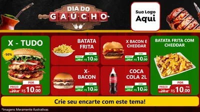 Modelo de TV para TV Horizontal com o tema Dia do Gaúcho para Hamburgueria