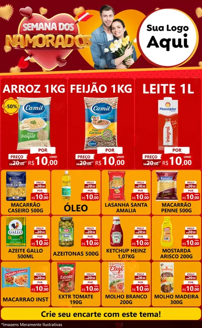 Modelo de Encarte para Encarte Grande com o tema Semana dos Namorados para Supermercado