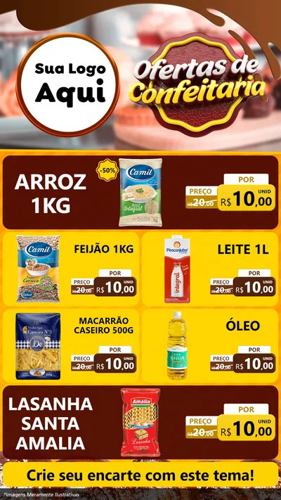 Modelo de TV para TV Vertical com o tema Ofertas de Confeitaria para Supermercado