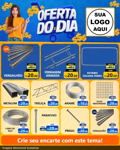 Modelo de Rede Social para Feed Instagram com o tema Oferta do Dia para Ferragens