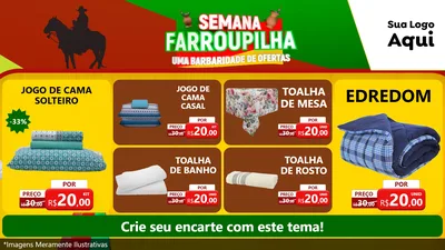 Modelo de TV para TV Horizontal com o tema Semana Farroupilha - Uma Barbaridade de Ofertas para Cama, Mesa e Banho