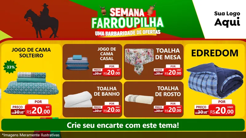 Modelo de TV para TV Horizontal com o tema Semana Farroupilha - Uma Barbaridade de Ofertas para Cama, Mesa e Banho