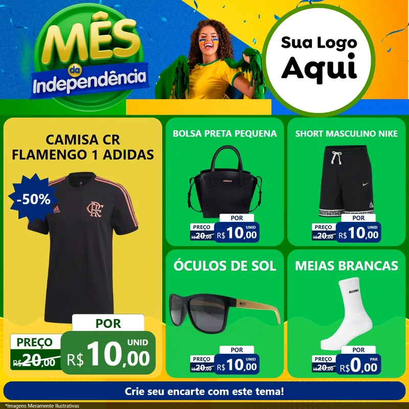 Modelo de Rede Social para Feed Facebook com o tema Mês da Independência para Roupas e acessórios