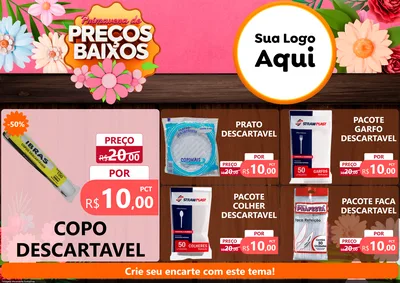 Modelo de Encarte para Encarte A4 Horizontal com o tema Primavera de Preços Baixos para Embalagens