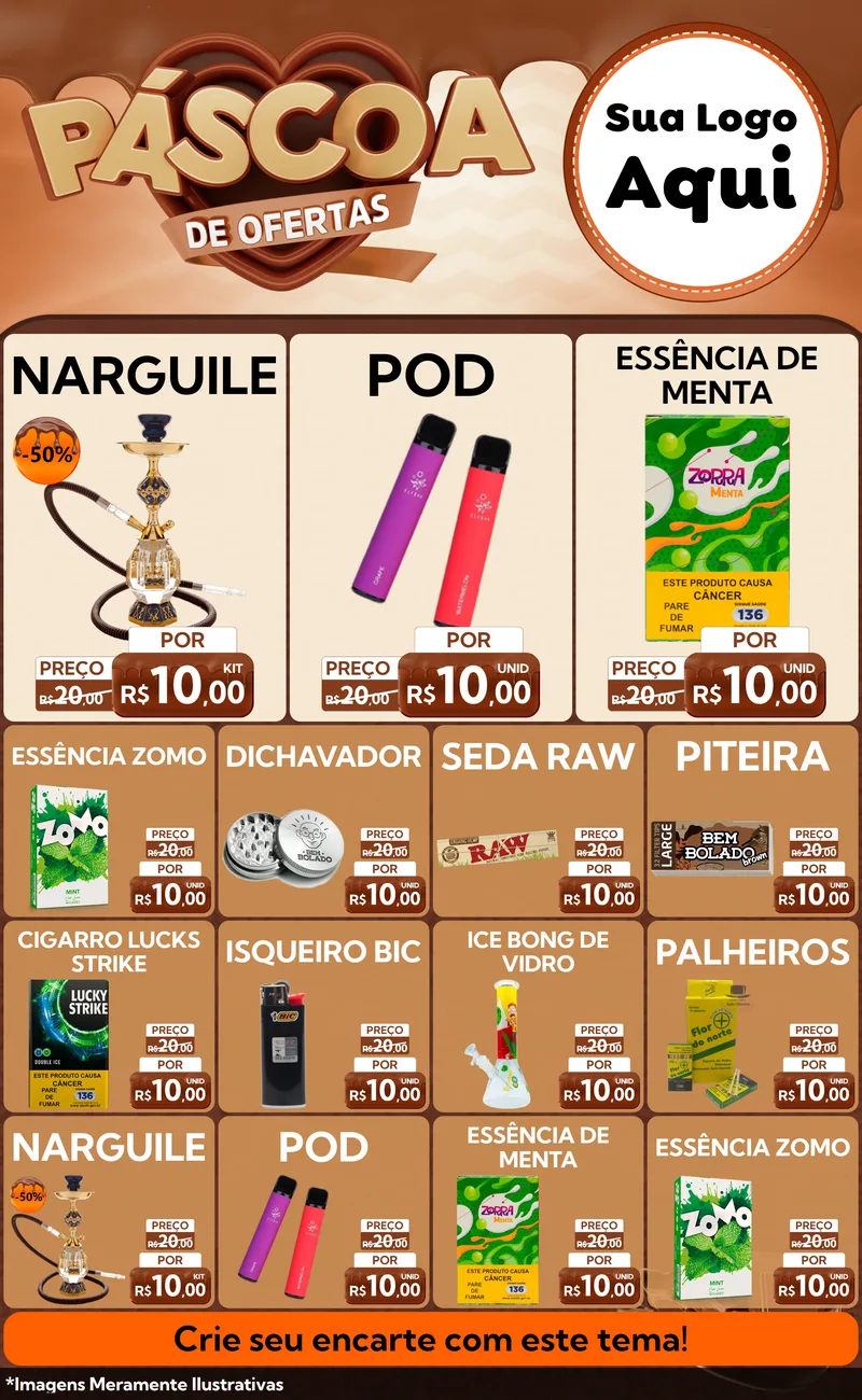 Modelo de Encarte para Encarte Grande com o tema Páscoa de Ofertas para Tabacaria