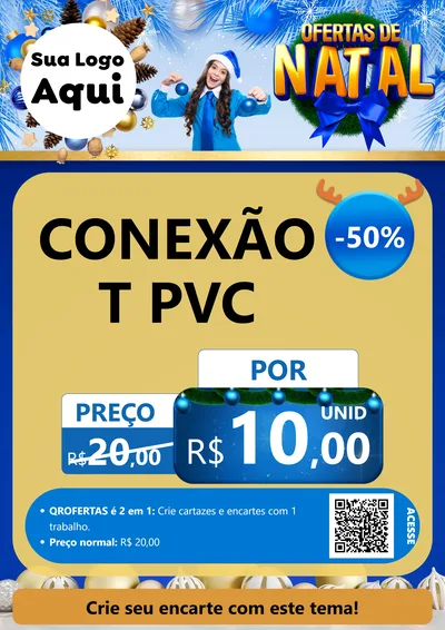 Modelo de Cartaz para Cartaz A4 Vertical com o tema Ofertas de Natal para Tubos e conexões