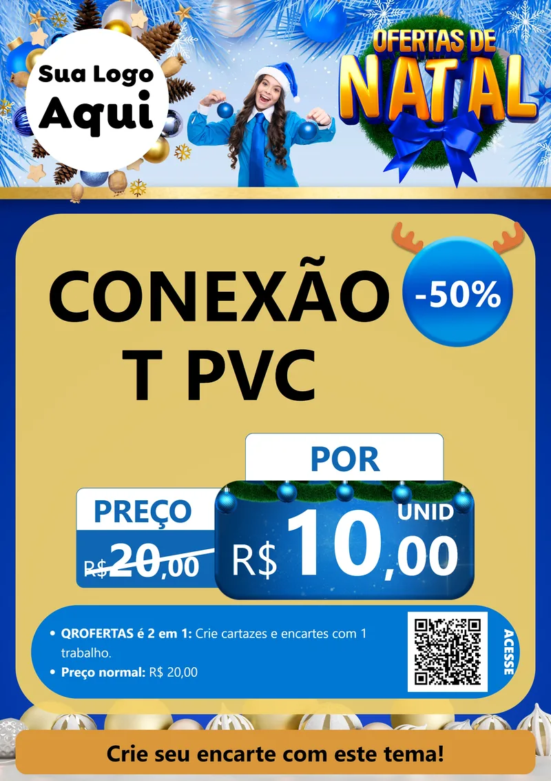Modelo de Cartaz para Cartaz A4 Vertical com o tema Ofertas de Natal para Tubos e conexões