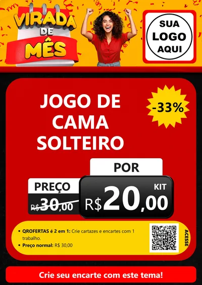 Modelo de Cartaz para Cartaz A4 Vertical com o tema Virada de Mês para Cama, Mesa e Banho