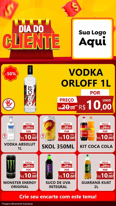 Modelo de Rede Social para Stories com o tema Dia do Cliente para Distribuidora de bebidas