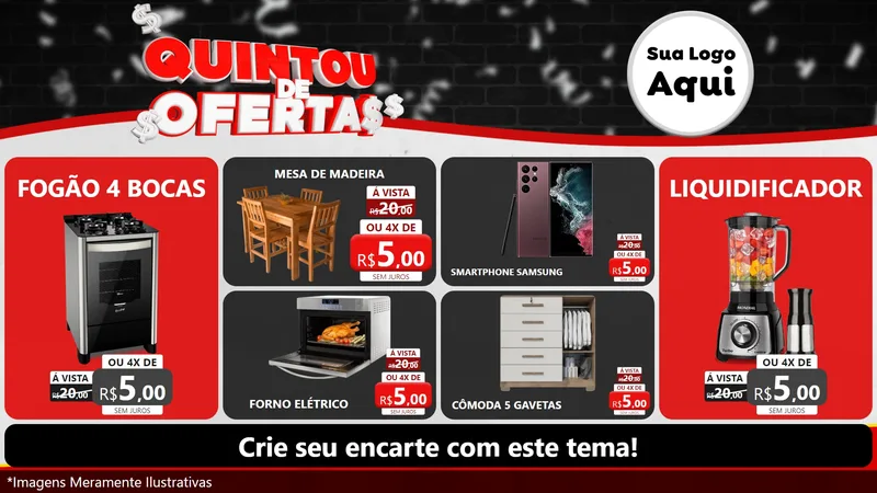 Modelo de TV para TV Horizontal com o tema Quintou de Ofertas para Móveis e Eletro