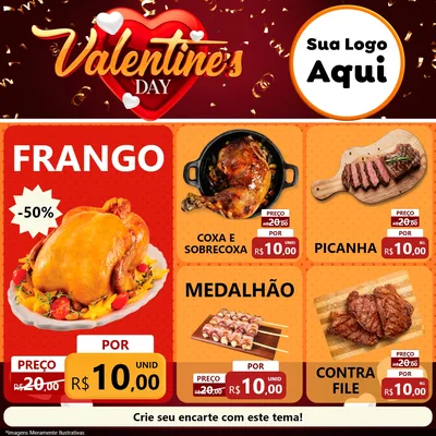 Modelo de Rede Social para Feed Facebook com o tema Valentine's Day para Assados