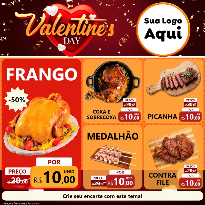 Modelo de Rede Social para Feed Facebook com o tema Valentine's Day para Assados