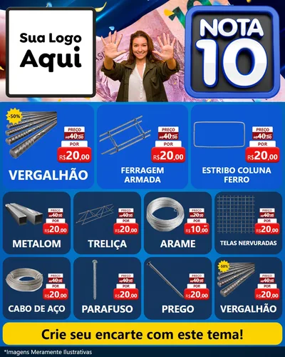 Modelo de Rede Social para Feed Instagram com o tema Nota 10 para Ferragens